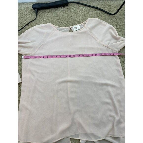 Hayden Los Angeles Womens Blouse Size XL Blush Pink Sheer Flowy Bell Sleeve - Picture 8 of 8